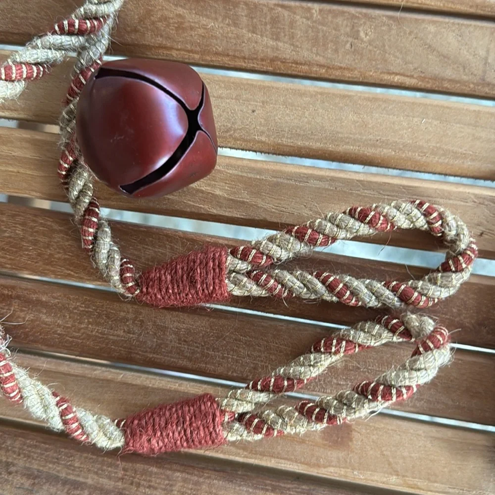 Burlap Jingle Bells Pine Cones Bundle of Jingle Garland, Holly Burlap & Cones